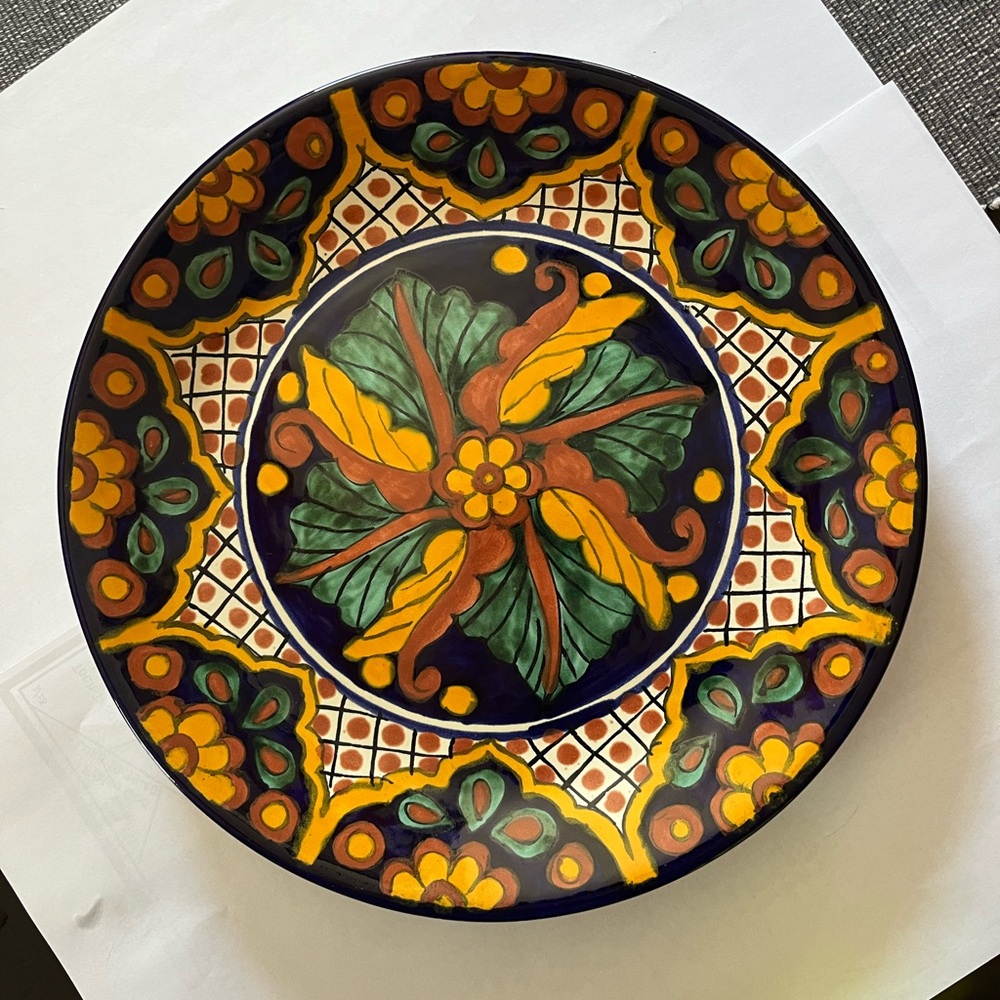 Vintage Mexican Hand Painted Decorative Wall Plate